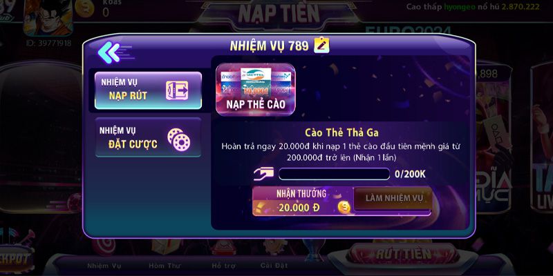 Hoàn thành nhiệm vụ để nhận phần thưởng khuyến mãi tại 789club