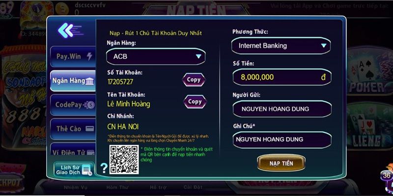 Có nhiều cách thức nạp tiền cùng 789club